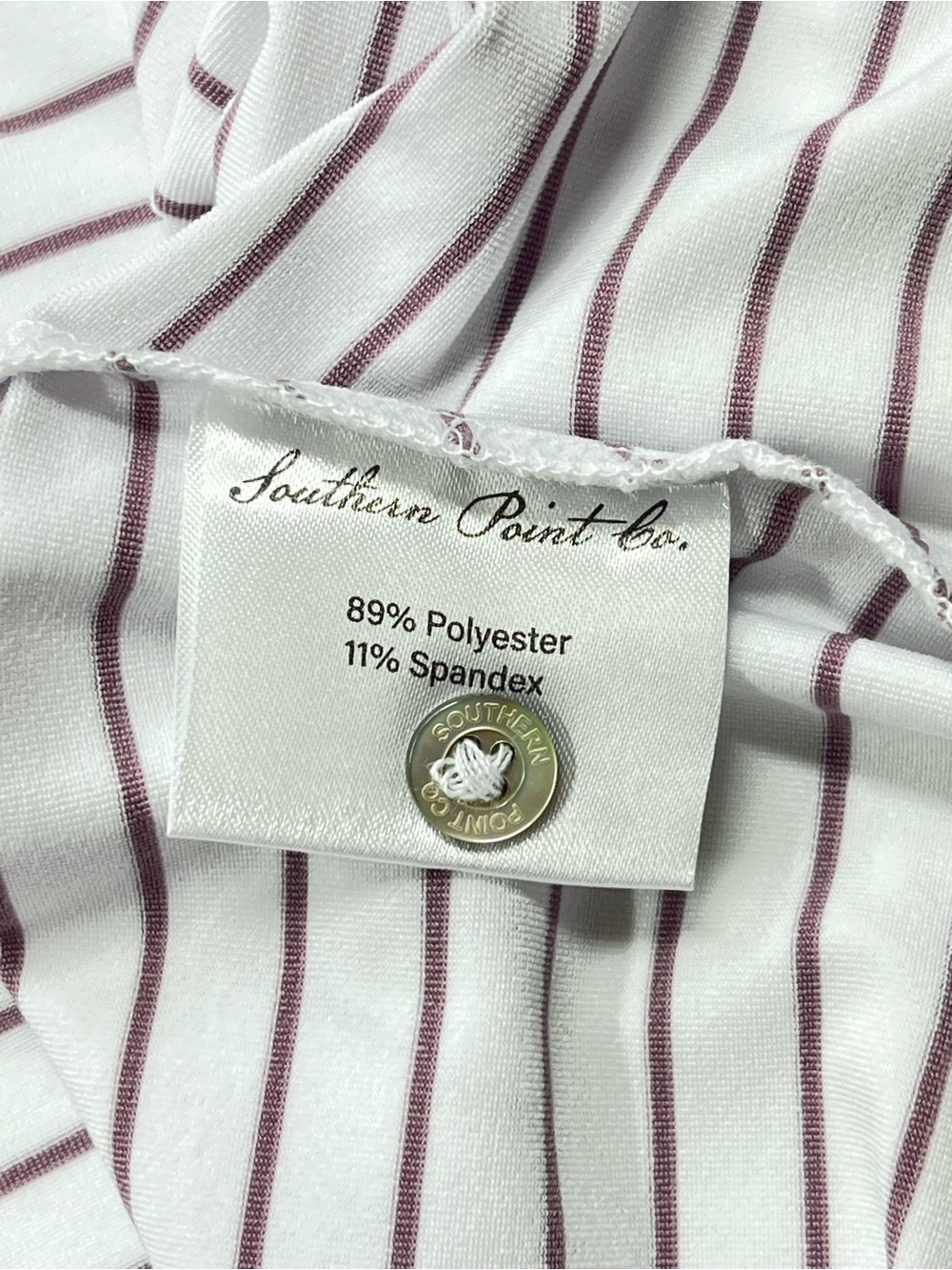 Southern Point Co Horizon Stripe White/Elderberry Performance Polo Size XL - Picture 6 of 6